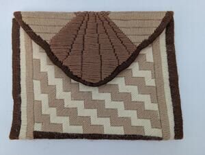 Vintage Needlepoint Clutch Purse Monogram JRB Bargello Chevron Wool Wallet